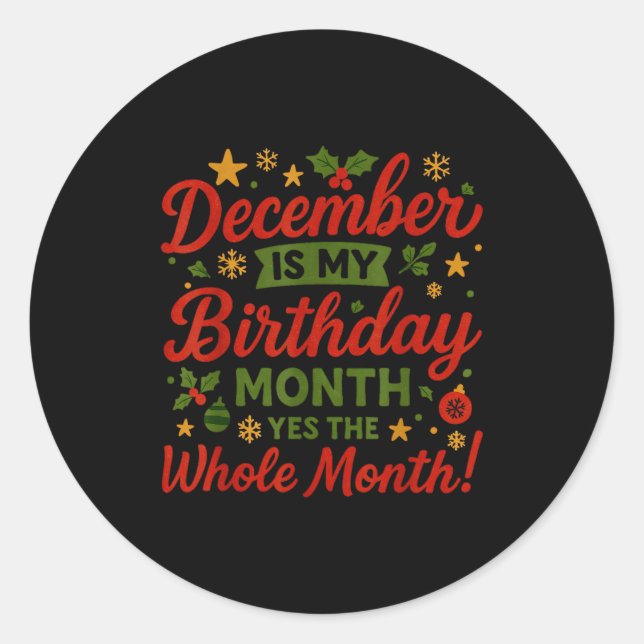 Sticker Rond December Birthday Month Christmas Celebration Wint (Devant)