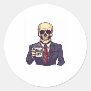 Sticker Rond Décès dans le crâne - Drôle Squelette de jour de t