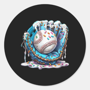 Sticker Rond Déchets De Baseball Crème De Glace Saupoudrer Gant
