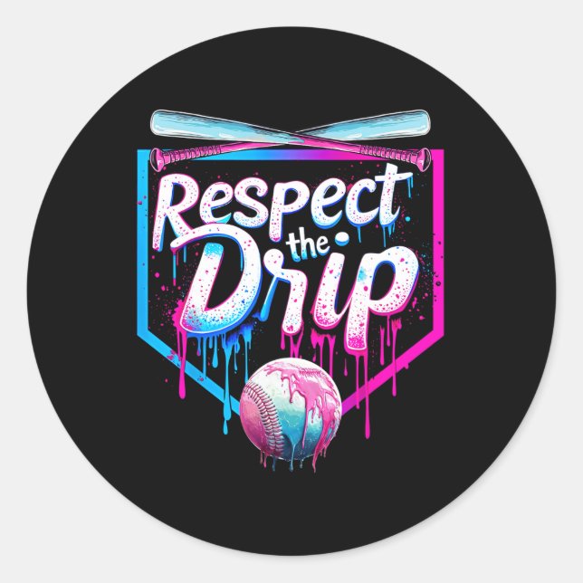Sticker Rond Déchets De Baseball Pour Garçons Hommes Crème Glac (Devant)
