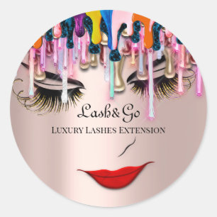 Sticker Rond Déchets de produit de maquillage pour artiste Rose