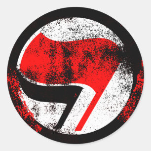 Sticker Rond Déchiré drapeau d'action anti-fasciste