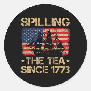 Sticker Rond Déchirer Le Thé Depuis 1773 Drapeau Américain Vint