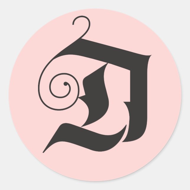 Sticker Rond Deck Halls Moderne D Monogramme rose noir (Devant)