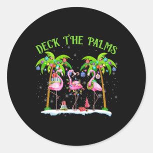 Sticker Rond Deck Le Flamant rose Palms Lumières Tropicales De