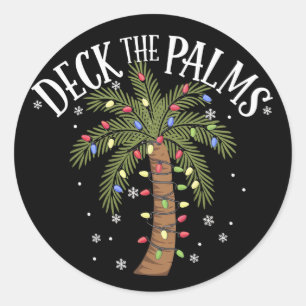 Sticker Rond Deck Les Palms Tropical Hawaii Christmas Palm Tree