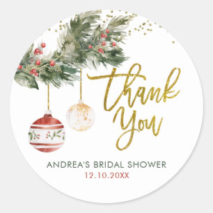 Sticker Rond Deck the Halls de Noël Merci