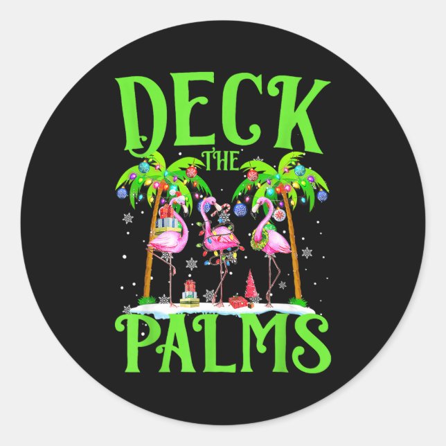 Sticker Rond Deck The Palms Flamingo Trocal Christmas Lights Pa (Devant)