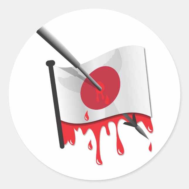 Sticker Rond déclaration anti-chasse à la baleine harpon flag (Devant)