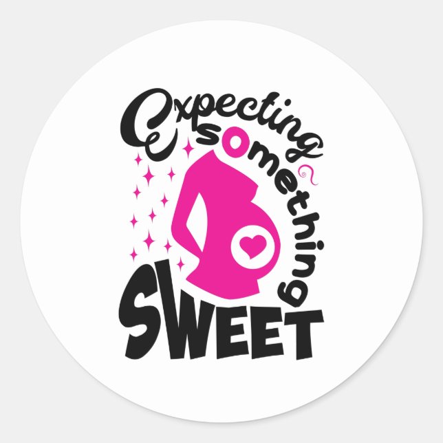 Sticker Rond Déclaration de grossesse bébé mignon en art de mot (Devant)