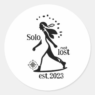 Sticker Rond Déclaration de voyageur solo confiant