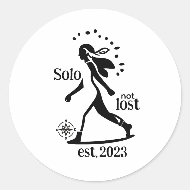Sticker Rond Déclaration de voyageur solo confiant  (Devant)