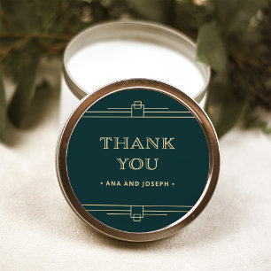 Sticker Rond Déco moderne   Emerald Green et Champagne Mariage