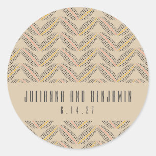 Sticker Rond Déco vintage Elégante Mariage géométrique beige Ta