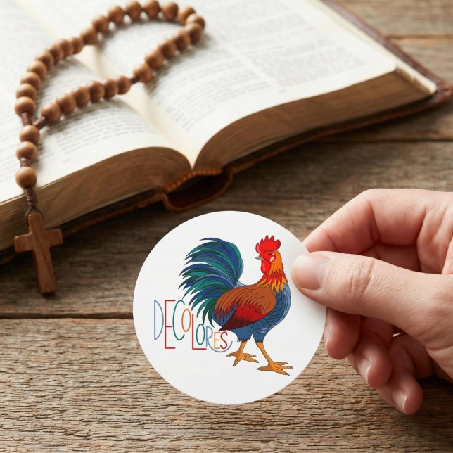 Sticker Rond DeColores Cursillo Coq Coloré (Créateur téléchargé)