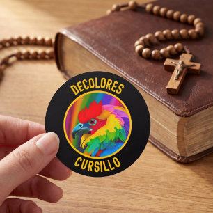 Sticker Rond DeColores Cursillo Coq Coloré Arc-en-ciel Vif