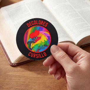 Sticker Rond DeColores Cursillo Coq Coloré Arc-en-ciel Vif