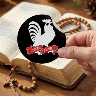 Sticker Rond DeColores Cursillo Rooster Silhouette with Banner