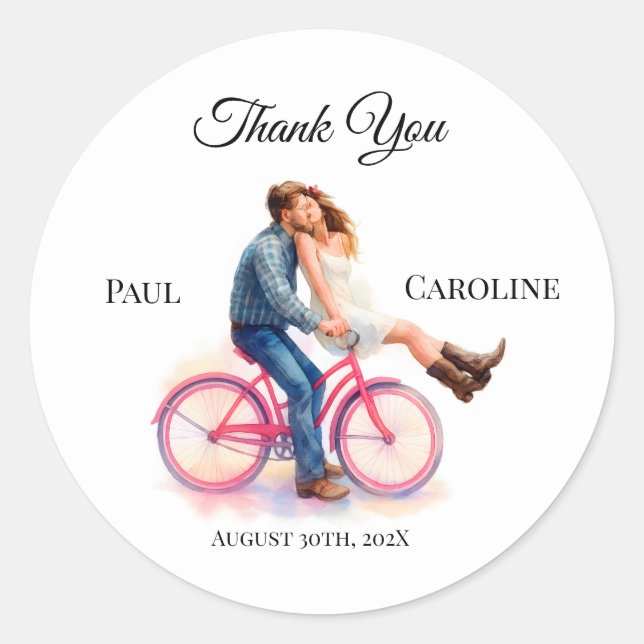 Sticker Rond Décontracté moderne Romantique Mariage Artiste Cou (Devant)
