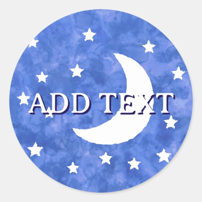 Sticker Rond Décor Aquarelle Moon Stars (Devant)