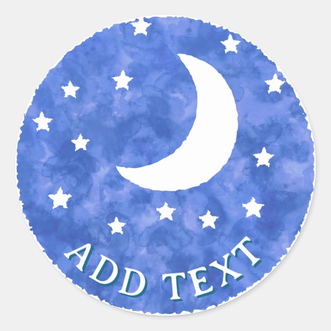 Sticker Rond Décor Aquarelle Moon Stars (Devant)