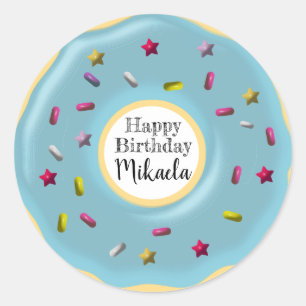 Sticker Rond Décor bleu sur mesure   Joyeux anniversaire
