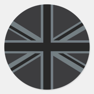 Sticker Rond Décor britannique noir de drapeau d'Union Jack