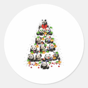 Sticker Rond Décor cadeau Arbre de Noël Cute Panda Xmas Tr
