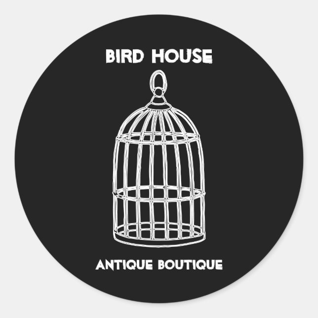 Sticker Rond Décor d'antiquité du nid noir Maison d'oiseaux (Devant)