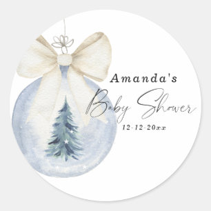Sticker Rond Décor d'arbre de Noël avec Baby shower arc