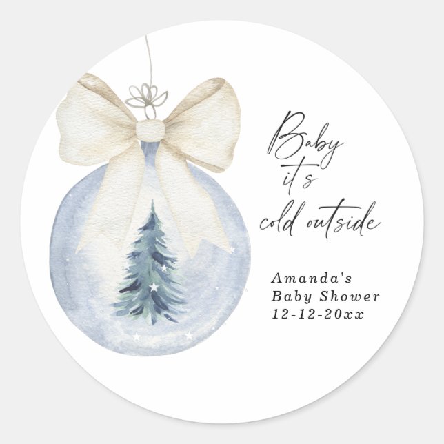 Sticker Rond Décor d'arbre de Noël avec Baby shower arc (Devant)