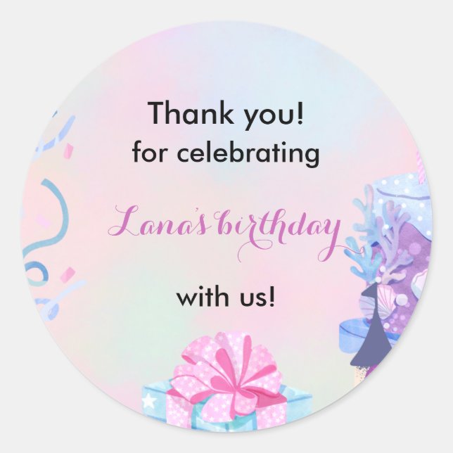 Sticker Rond Décor de fête d'anniversaire pour filles (Devant)