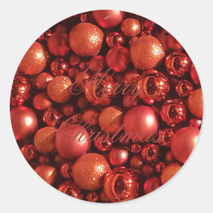 Sticker Rond Décor de Noël Baubles rouges