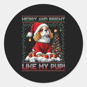 Sticker Rond Décor de sapin de Noël Cavalier King Charles Spani