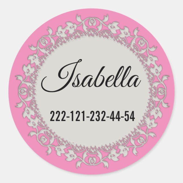 Sticker Rond Décor dentelle mignonne décoration fleurie beige (Devant)