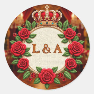 Sticker Rond 🌹 Décor personnalisé avec monogramme initial de r