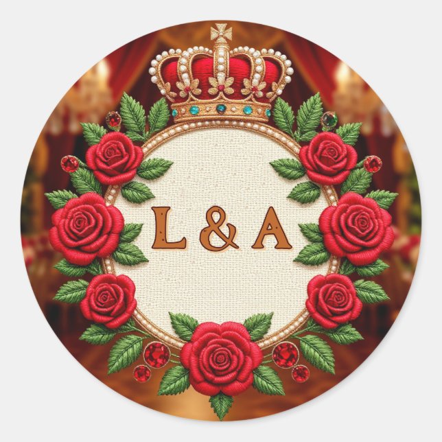 Sticker Rond 🌹 Décor personnalisé avec monogramme initial de r (Devant)