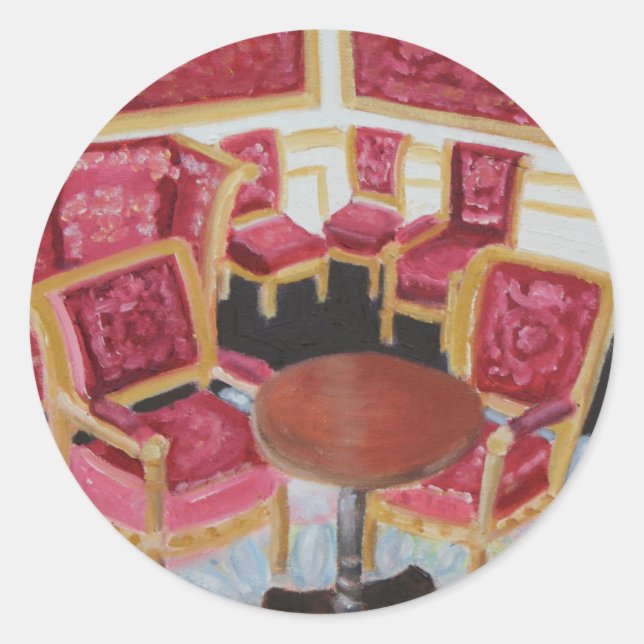 Sticker Rond Décor rouge : Château de Fontainebleau (Devant)