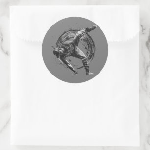 Sticker Rond Décor Style urbain Monochrome Motion Art