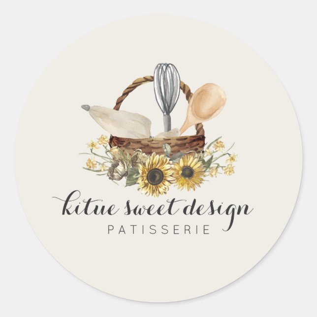 Sticker Rond Décorateur de gâteaux pâtissier de boulangerie (Devant)