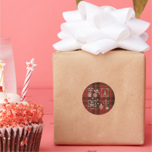 Sticker Rond Décoration À damiers Noël sans couture Blanc rouge