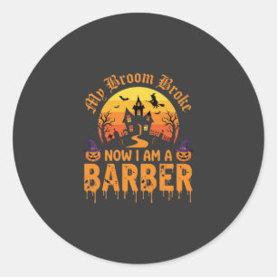 Sticker Rond Décoration de barbier d'Halloween Sorcière Balai C