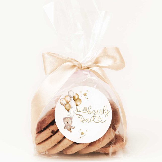 Sticker Rond Decoration de faveur de Baby Shower On Attend Bébé (Créateur téléchargé)