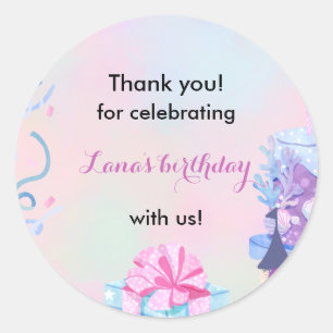 Sticker Rond Décoration de fête d'anniversaire pour filles
