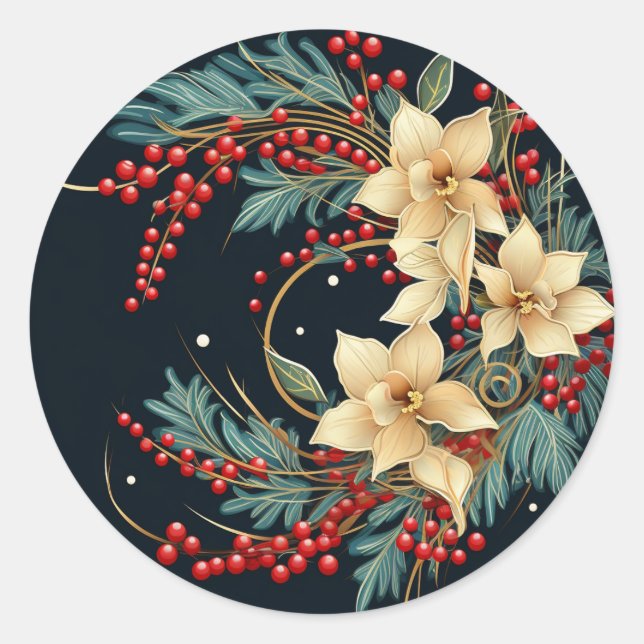 Sticker Rond Décoration de Fêtes Élégante (Devant)