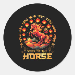 Sticker Rond Décoration du Nouvel An chinois 2026, année du che