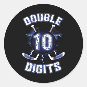 Sticker Rond Décorations d'anniversaire à double chiffre Hockey
