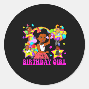 Sticker Rond Décorations de famille de poupée rose pour fille d