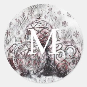 Sticker Rond Décorations de Noël vintage Ornements Coa en pier