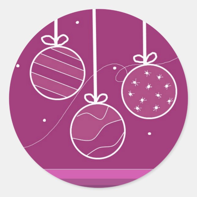 Sticker Rond Décorations de Noël violettes (Devant)
